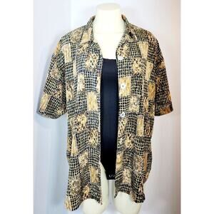 Vintage Impressions Of California Printed Black/BrownCollared Shirt Sz Women XL
